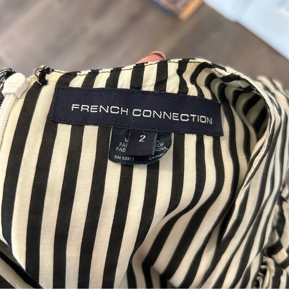 French Connection Striped Dress with Statement Sleeves | Size 2 - Picture 6 of 7